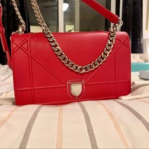Christian Dior Grained Calfskin Medium Diorama Red